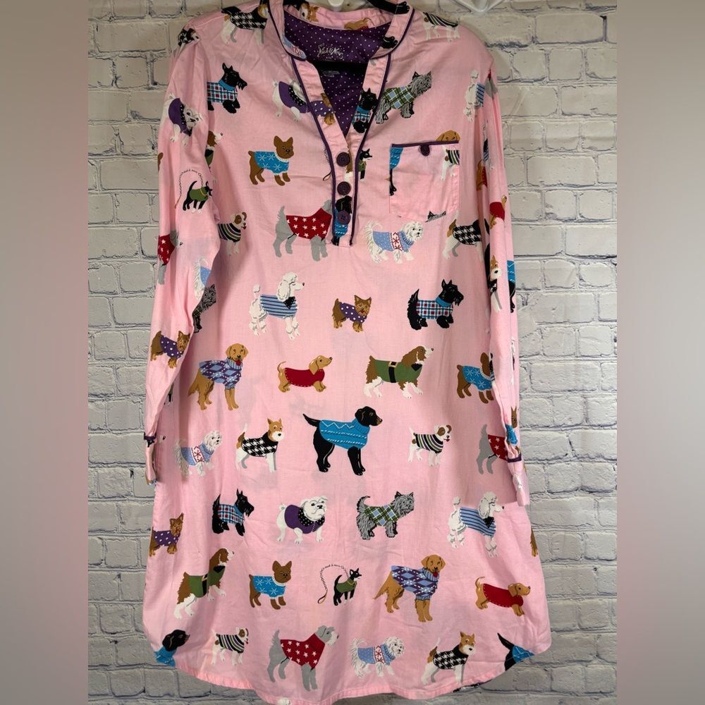 Nick And Nora Pink Sweater Dogs Collectible Loungewear Pajama Nightshirt XXL